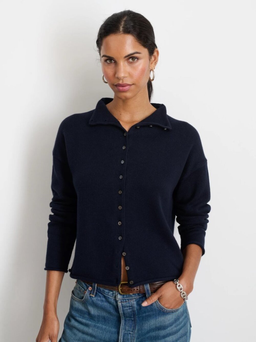 Alex Mill Taylor Cardigan in Cotton Cashmere - Navy
